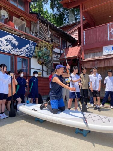 龍屋にて穴水高校1年生のSUP研修を行いました